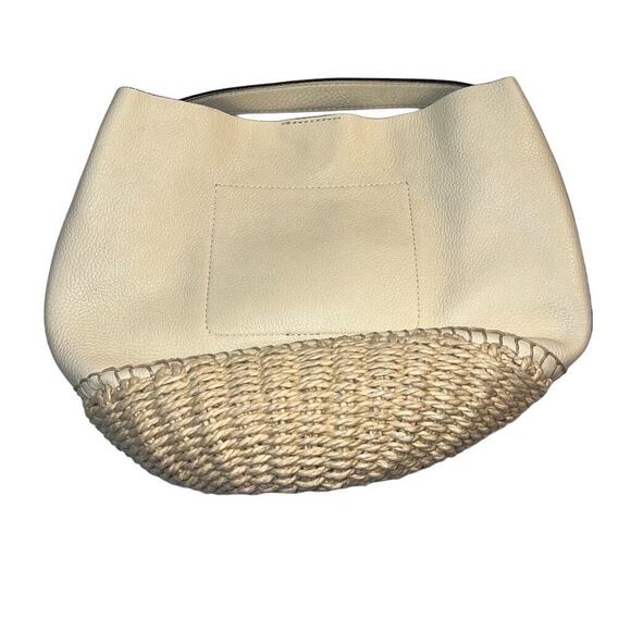 Vince Camuto Sula Leather Top Handle Bucket Bag Jasmine Cream Snap Closure - Picture 5 of 14